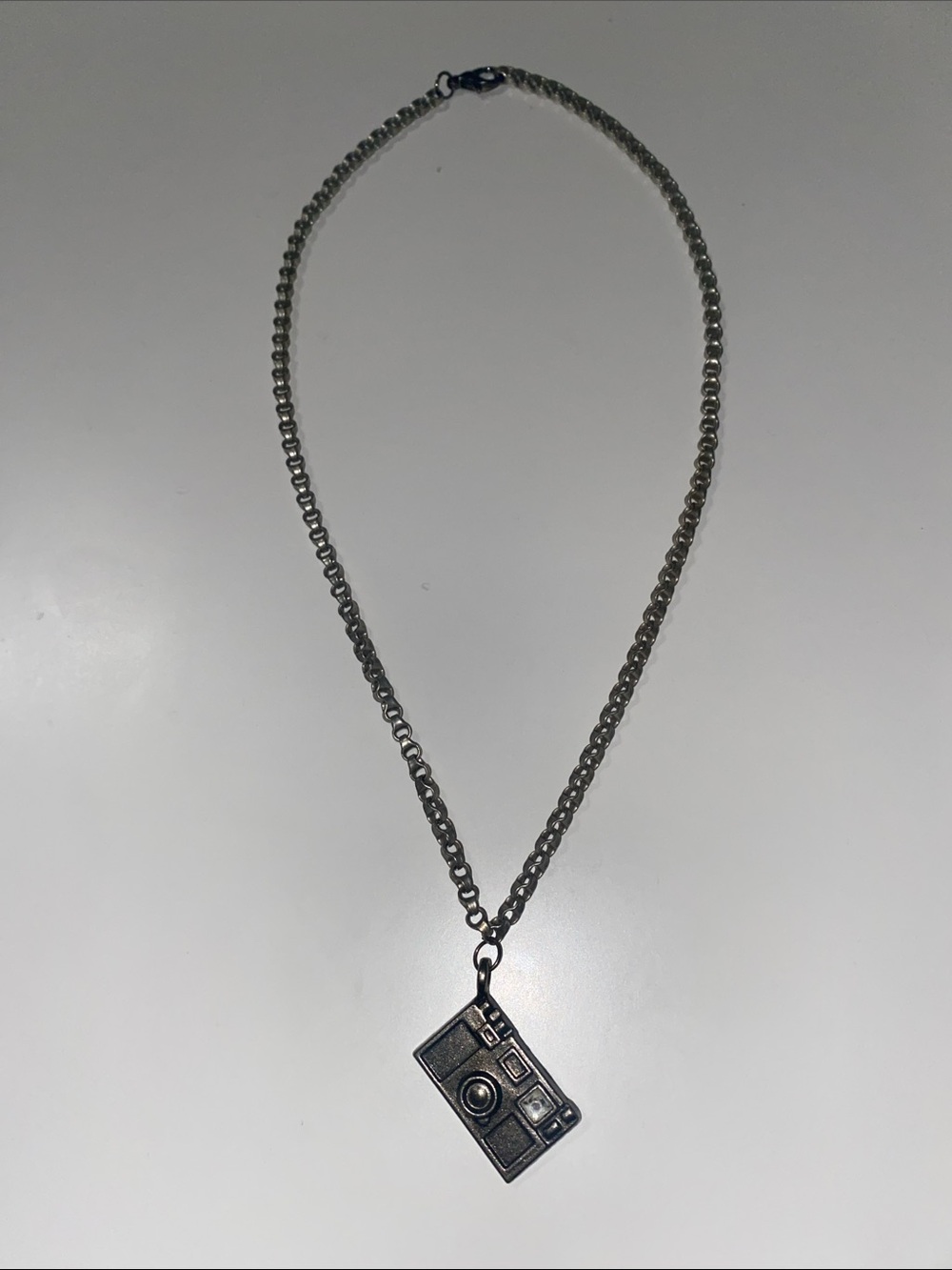 Camera Pendant Necklace in Silver Tone
